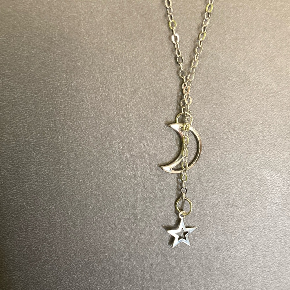 Silver Moon and Star Pendant Necklace - Picture 6 of 8